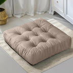 NEST & LOOM Floor Cushions - Floor Chair Pillow, Meditation Cushion, Square Large Floor Pillow, Solid Thick Tufted Floor Pillow - Beige - 21.65" x 21.65"