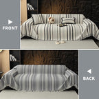 Striped Couch Cover Blankets, Boho Couch Covers, Sofa Blanket Cover for Dogs, Large Couch Covers for 3-4 Cusion Sofa, Chenille Sofas Covers Washable Sectional(1pc/Light Grey/71 x 150)