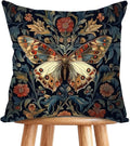 William Morris Abstract Vintage Floral Velvet Butterfly Design Throw Pillow Covers Home Decor, Retro Art Decor Pillowcase Cushion Cover for Bed Sofa Living Room, Square 18x18inch (Blue-Butterfly)