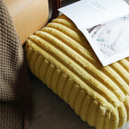 Unstuffed Pouf Ottoman Cover Soft Storage Extra Seat Farmhouse Comfortable Bohemian Poufs Accent Footrest 20x20x8 Inches for Living Room Bedroom Study Nook (Yellow B, Square)