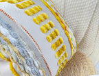 Chenille and Cotton Long Pillow for Bed,Striped Textured Boho Long Lumbar Throw Pillow Cover 16x36,Neutral Accent Decorative Extra Long Body Pillow Case for Couch Sofa Bedroom,Yellow-Grey