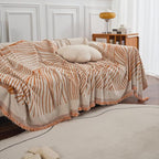 VClife Couch Cover Soft Chenille Sofa Cover Modern Minimalist Creamy Beige Couch Cover with Abstract Terracotta Line - Washable Non Slip Sofa Slipcover Reverse 2-Seaters Sofa Protector