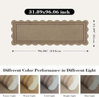 Scalloped Easy Jute Hallway Runner Rug, 2.6x8 Kitchen Non Slip Runner Washable Outdoor Indoor Long Rug, Farmhouse Morden Carpet for Porch Bedroom Laundry
