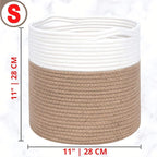 MINTWOOD Design 11 x 11 Inches Cotton Rope Basket for Flower Pot and Indoor Floor Planters, Decorative Round Woven Plant Pot Basket, Planter Covers, Small Dog Toy Storage Baskets, Jute