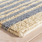 Dash and Albert Calder Stripe Pewter Blue Handwoven Jute Rug, 5 X 8 Feet, Blue Stripe Pattern