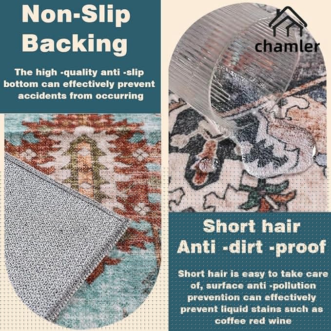 2x3 Area Rug Washable Door Mat Vintage Doormat Indoor Entrance Traditional Thin Floral Print Non Slip Rugs for Kitchen Bathroom Bedroom Living Room