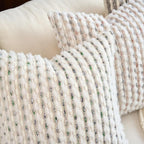 Aeckself Handmade Boho Chenille Tufted Pillow Cover 12x20 Inch, Rectangle Decorative Lumbar Throw Pillow Cover Neutral Pillowcase for Couch Bedroom Living Room, Green White