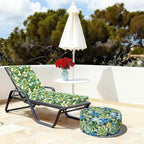 TWELAR Indoor/Outdoor Inflatable Ottoman with Handle, Decorative Fade-Resistant Round Footstool D21 x H9 inch, Portable Ottoman Pouf for Patio Garden Camping, Flower Child