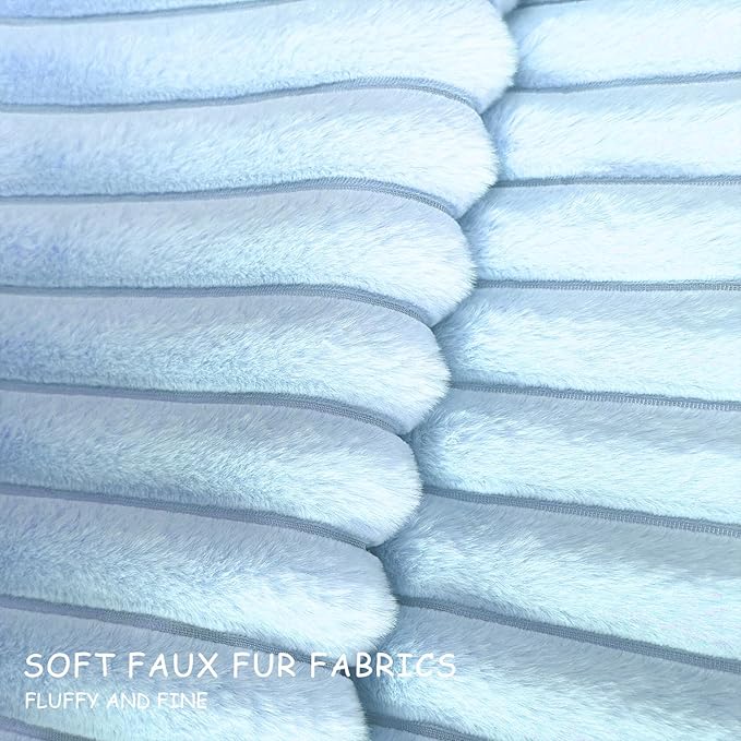 2 Pack 16x16 Pillow Cover Velvet Pillow Covers, Faux Fur Square Throw Pillow Covers for Living Room Decorations Throw Pillow Case, Throw Pillow Cover Cushion Cover for Sofa Bedroom Car, Light Blue