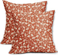 Burnt Orange Pillow Covers 18x18 Set of 2 Vintage Floral Rustic Old Style Cute Flower Print Decorative Outdoor Pillowcases Seasonal Farmhouse Throw Cushion Case Decor for Couch Sofa Bed