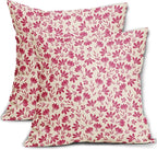 Hot Pink Floral Pillow Covers 24x24 Set of 2 Vintage Rustic Old Style Cute Small Flower Cream Print Decorative Outdoor Pillowcases Farmhouse Throw Cushion Case Decor for Couch Sofa Bed
