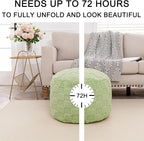 Round Pouf Ottoman 20 x 20 x 14 Inches Boho Poof Home Decor Floor Pouffe Ottoman Foot Rest for Couch Sofa Bean Bag Chairs Living Room Bedroom (Grass Green)