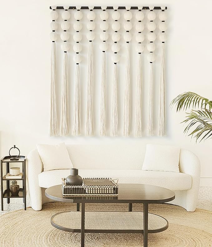 IOWER Large Macrame Wall Hanging Macrame Wall Decor Sphericity Cotton Textile Wall Hanging Boho Wall Decor Art Fiber Yarn Art Handmade 39" Wx39 L