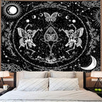 KJHL Skull Tapestry Black and White Skeleton Lovers Tapestries Aesthetic Large Gothic Butterfly Wall Hanging for Bedroom Living Room 59ʺ x 79ʺ