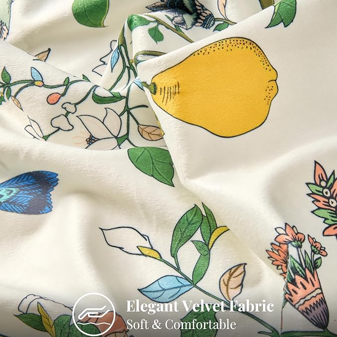 MUSSEL White Floral Pillow Covers 18x18 Set of 2, Velvet Wild Flower Plant Throw Pillows Case, Square Farmhouse Decor Cushion Covers for Home Sofa Bed Couch