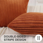 Simmore Decorative Spring Throw Pillow Covers 12x20 Set of 2, Soft Natural Plush Flannel Double-Sided Fluffy Lumbar Pillow Covers for Couch Sofa Living Room, Rust