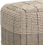 SIMPLIHOME Elmer Square Pouf - 18 inch Wide Handwoven Jute and Cotton Ottoman in Natural and Grey, Contemporary Footstool or Extra Seating for Living Room, Bedroom, or Kids Room, Assembled