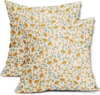Green Yellow Floral Pillow Covers 24x24 Set of 2 Vintage Rustic Old Style Cute Small Flower Print Decorative Outdoor Pillowcases Farmhouse Throw Cushion Case Decor for Couch Sofa Bed