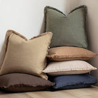 Foindtower Set of 2 Decorative Linen Fringe Throw Pillow Covers Boho Farmhouse Cushion Cover with Tassels Lumbar Accent Pillowcase for Bed Couch Living Room Home Bedroom Decor,12×24 Inch,Reddish Brown