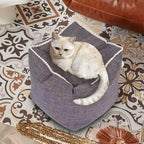 Louis Donné Unstuffed Storage Pouf Ottoman Cover - Square Cotton Linen Footstool Chair for Living Room Nursery, DIY Bean Bag for Stuffed Animal Storage, 18 x 18 Inch, Cover ONLY