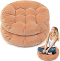 Jerify Floor Pillow Cushions Large Round Square Large Meditation Floor Pillow for Classroom Adult Meditation Picnic Party Seating Learning Daycare School(Round,Light Brown,2 Pcs)