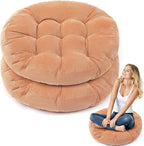 Jerify Floor Pillow Cushions Large Round Square Large Meditation Floor Pillow for Classroom Adult Meditation Picnic Party Seating Learning Daycare School(Round,Light Brown,2 Pcs)