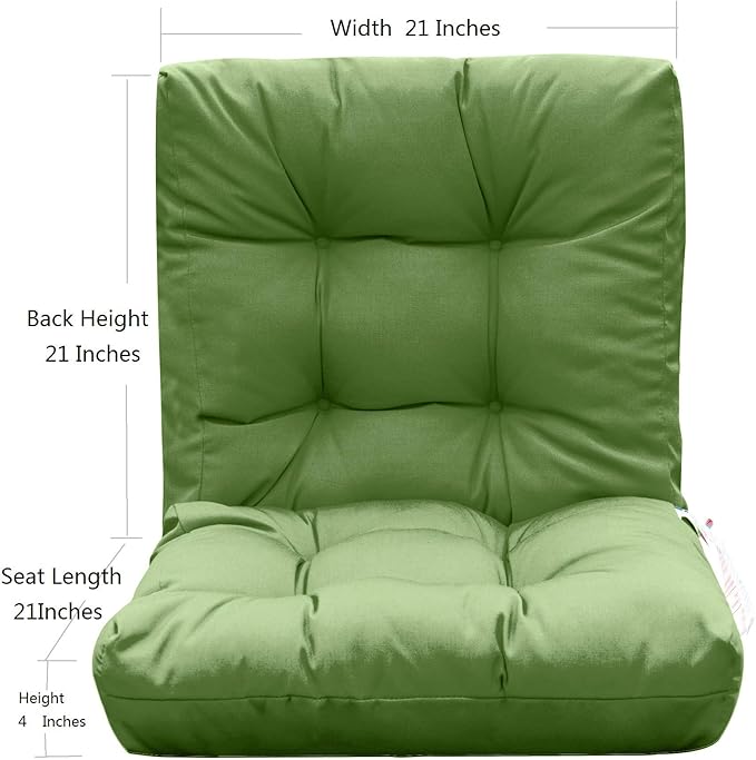 QILLOWAY Outdoor Seat/Back Chair Cushion Tufted Pillow, Spring/Summer Seasonal Replacement Cushions - Set of 2 (Dark Green)