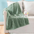 MIULEE Fleece Blanket, Durable Plush Fuzzy Extra Soft Warm Cozy Sage Green Striped Flannel Throw Blanket for Couch Sofa Bed 30"x40"