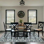 Washable 8×10 Area Rug for Living Room, Vintage Floral Rug Soft Non Slip Stain Resistant Boho Carpet for Indoor Bedroom Dinning Room Home Office Blue/Navy
