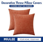 MIULEE Pack of 4 Couch Throw Pillow Covers 18x18 Inch Soft Burnt Orange Chenille Pillow Covers for Sofa Living Room Solid Dyed Pillow Cases