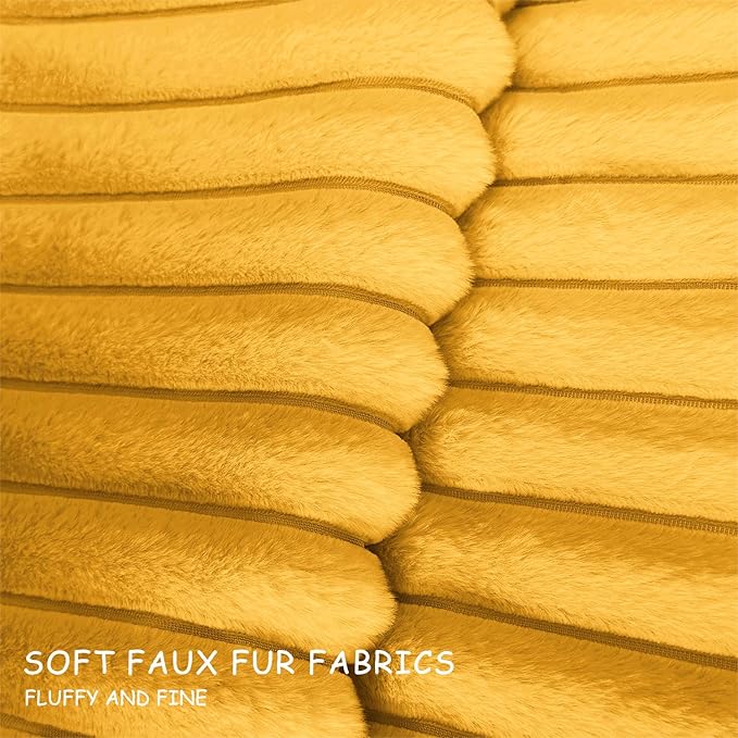 2 Pack Pillow Covers, 20x20 Faux Fur Square Throw Pillow Covers for Living Room Decorations Throw Pillow Case, Throw Pillow Cover Cushion Cover for Home Sofa Bedroom Car, Mustard Yellow