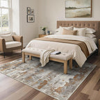 GENIMO Washable Rugs 5x7 Area Rugs for Living Room Bedroom, Modern Lightweight Rug Ultra Soft Indoor Area Rugs 5x7 for Dining Room, Low Pile Carpet with Non Slip Backing, Grey Brown Beige