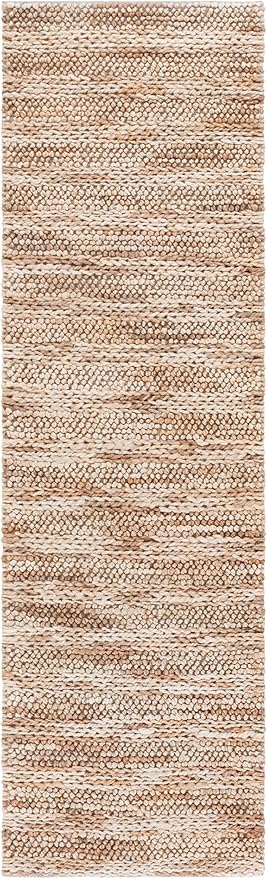 SAFAVIEH Natural Fiber Couture Collection Runner Rug - 2'3" x 8', Ivory & Natural, Handmade Jute, Ideal for Living Room, Hallway, Foyer, Bedroom (NFC101A-28)