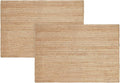 · REDEARTH · Rectangular Area Rug - 4'x6' Braided Natural Jute with Non-Skid Backing - Handwoven Boho Rug for Bedroom, Kitchen, Living Room Aesthetic Home Decor - Durable Handmade Rug, Set of 2