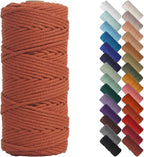 NOANTA Reddish Brown Macrame Cord 3mm x 109yards, Colored Macrame Rope, Cotton Rope Macrame Yarn, Colorful Cotton Craft Cord for Wall Hanging, Plant Hangers, Crafts, Knitting