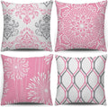 Coliuso Decorative Throw Pillow Covers 20x20 Set of 4,Pink and White Modern Simple Square Pillow Case Cushion Cover for Sofa Couch Farmhouse Living Room