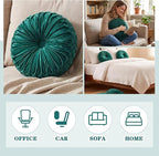 Round Throw Pillows Decorative Pleated Throw Pillows 15'' Diameter Accent Pumpkin Boho Chair Cushion for Couch Sofa Home Decoration(Green,1 Pcs)