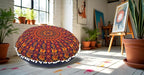 CRAFT KALA 22" Mandala Meditation Floor Pillows Pouf Cover Round Seating Bohemian Mandala Cotton Floor Cushion Cover Outdoor Fireplace Seating Living Room Yoga Room Home Décor Multi Elephant Camel