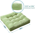 Degrees of Comfort Meditation Floor Pillow, Square Large Pillows Seating for Adults, Tufted Corduroy Cushion for Living Room Tatami, Green 22x22 Inch