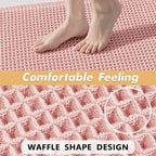 MIULEE Set of 2 Waffle Bathroom Rugs, Boho Bath Rugs Non Slip Washable, Super Absorbent Bath Mats, Ultra Soft Rubber Backed Shower Mats for Bathroom Floor, Tub, Pink, 17"x24"+18"x30"