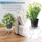 OwnMy Metal Round Plant Stand Rustproof Iron Flower Pot Holder, Indoor Outdoor Plant Stand Heavy Duty for Home, Garden, Patio, Modern Plant Stands Display Potted Rack (White)