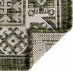 Rugs.com Outdoor Aztec Collection Rug – 13 Ft Square Green Flatweave-Pile Rug Perfect for Living Rooms, Kitchens, Entryways