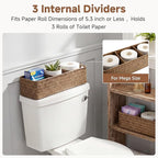 StorageWorks Toilet Paper Basket for Back of Toliet， Bathroom Basket with 3 Enlarged Compartments, Seagrass Toilet Paper Storage Baskets, 16½"x 5½"x 5½", Brown, 2-Pack