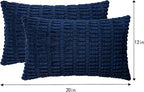 Pack of 2 Corduroy Decorative Throw Pillow Covers 12x20 InchSoft Boho Striped Pillow Covers Modern Farmhouse Home Decor for Sofa Living Room Couch Bed(Blue)