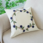 vctops Floral Embroidered Pillow Covers 18x18 Inch Spring Summer Cotton Tufted Throw Pillow Cover Outdoor Garden Cushion Case for Sofa, Bed, Living Room (Flower A,18"x18")