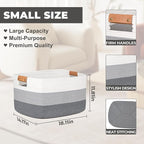 danpinera Rectangle Blanket Storage Basket, 50L Large Decorative Basket Living Room, Storage Bin with Handle, Woven Rope Hamper for Toy Organizing & Laundry, 18.11’’*14.17’’*11.81’’ Gradient Grey