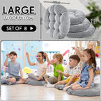 Jerify Floor Pillow Cushions Large Round Square Large Meditation Floor Pillow for Classroom Adult Meditation Picnic Party Seating Learning Daycare School(Round,Light Gray,8 Pcs)