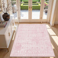 3x5 Rug for Entryway Bedroom, Pink 3x5 Washable Area Rug, Vintage Retro Boho Throw Rug, Non Slip & Low Pile Small Carpet for Indoor Entry, Kitchen, Bedside, Living Room, Bathroom and Dining