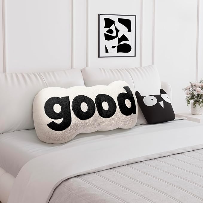 Johnear Headboard Pillow White Plush Reading Back Support for Bed Sitting Up Adult Daybed Sofa College Dorm Bed Headboard Backrest Cushion Bolster Throw Body Pillow Twin