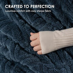 EverGrace Jacquard Boho Sherpa Fleece Throw Blanket for Couch, Super Soft Cozy Fuzzy Plush Blankets for All Seasons, Reversible Thick Warm Blanket for Bed, Sofa, Living Room, Stormy Blue, 50" x 60"